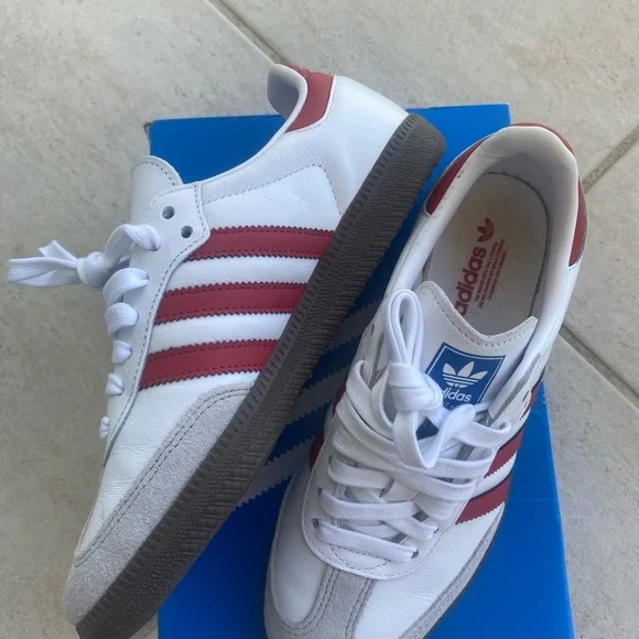Adidas Samba White and Red Sneakers size 6.5 - Picture 2 of 9